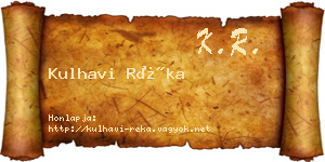 Kulhavi Réka névjegykártya